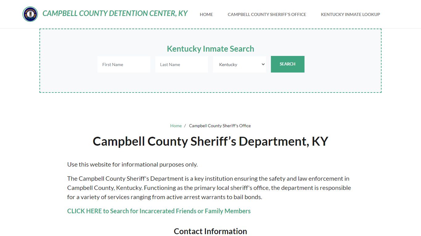 Campbell County Sheriff Department, KY Arrests, Warrant Lookup